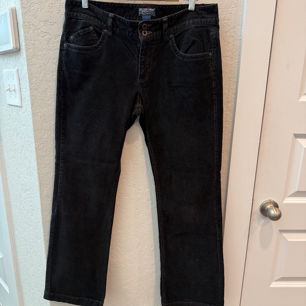 Vintage Polo Wendy Jean Black Courduroy Mid Rise Zip Fly Bootcut Size 12x32